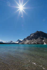 Scenic view of sea against blue sky