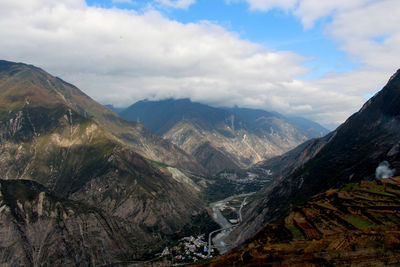 Scenic view of mountains against sky