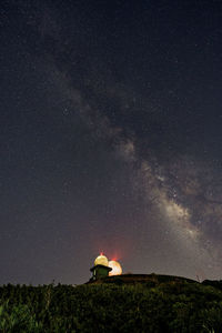 Scenic view of landscape against sky at night