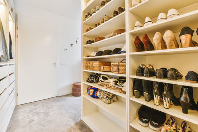 View of shoes on showcase
