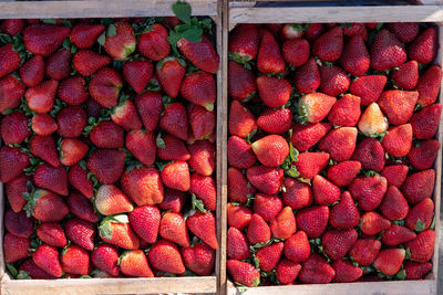 Full frame shot of strawberries in market