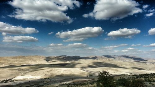 Scenic view of landscape against cloudy sky