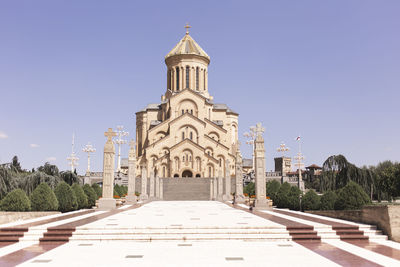 Holy trinity cathedral of tbilisi under sky at georgia