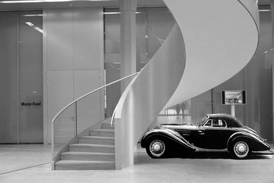 Car in modern building