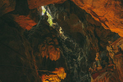 Low angle view of rock formation in cave