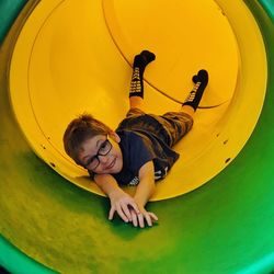 Low angle view of girl in playground