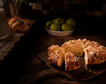 Close-up of food on cutting board