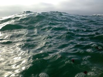 Scenic view of sea against cloudy sky