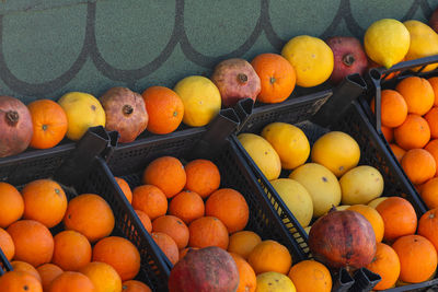 High angle view of fruits in market