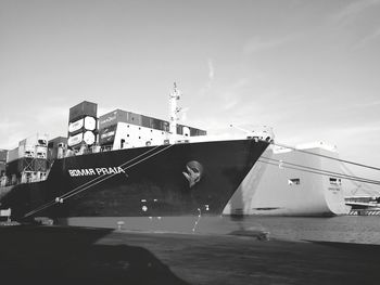 Low angle view of ship against sky