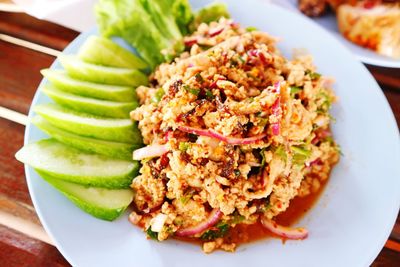 Close-up of meal served in plate