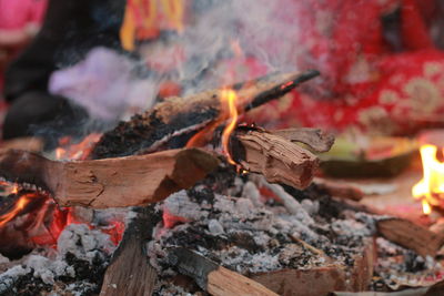 Close-up of bonfire