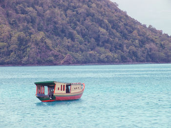 Scenic view of boats in sea