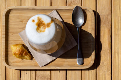 High angle view of coffee on table