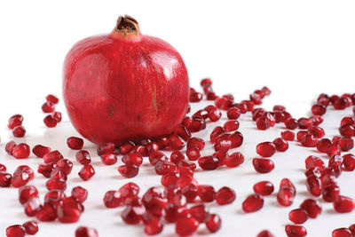 Close-up of strawberry against white background