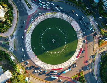 Movement of transportation rotation at the hi roundabout, the capital city of jakarta