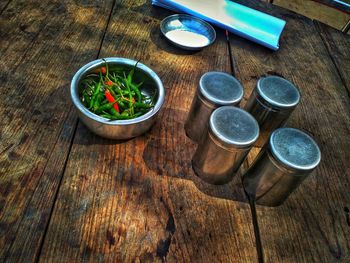 High angle view of food on table
