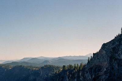 Scenic view of mountains against clear sky