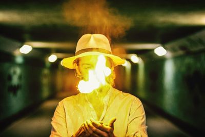 Close-up of illuminated lamp