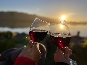 Cropped hand of woman holding wineglass