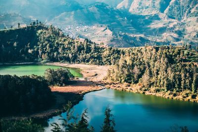 Scenic view of lake by mountain