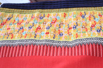 High angle view of multi colored shawl at market stall