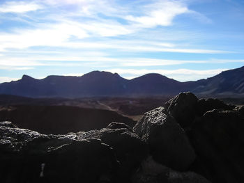 Scenic view of mountains against sky