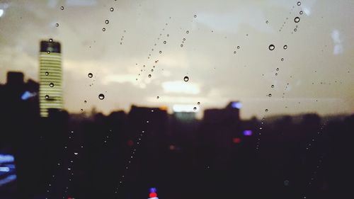 Close-up of water drops on glass