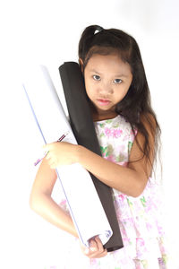 Portrait of a girl holding smart phone