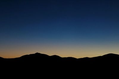 Silhouette mountains against sky during sunset