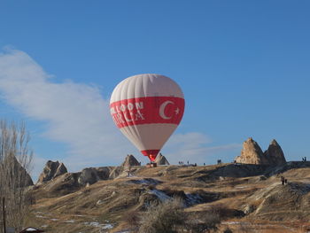 View of hot air balloon against sky