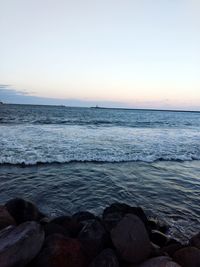 Scenic view of sea against clear sky