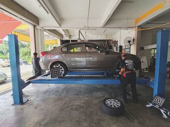 People working in bus