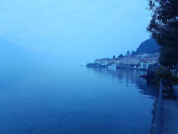 Buildings on lakeshore in italy