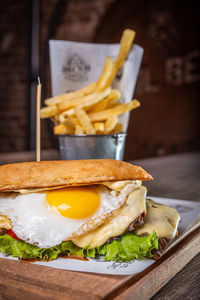 Close-up of food on table