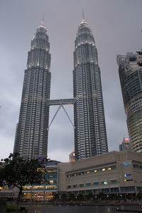 Low angle view of modern buildings against sky