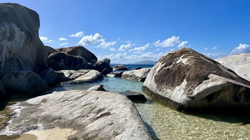 Scenic view of  carribean sea against clear blue sky