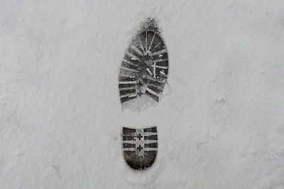 High angle view of snow covered land