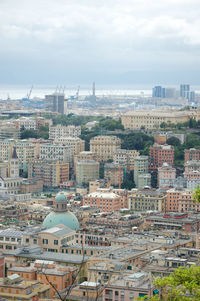 High angle view of buildings in city