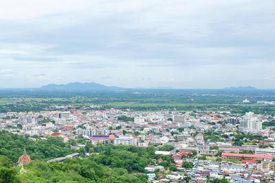 High angle view of townscape against sky