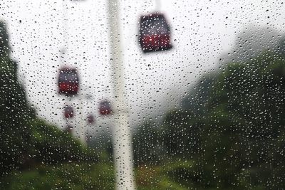 Full frame shot of wet glass window in rainy season