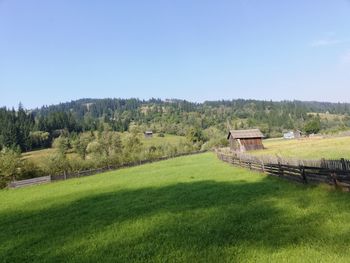 Scenic view of landscape against clear sky