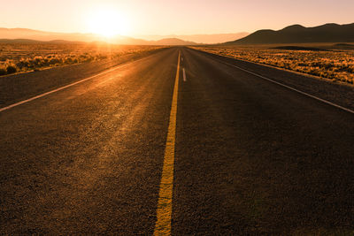 Road trip during a sunset