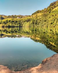 Scenic view of lake against sky