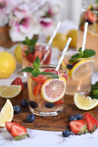 Close-up of food on table
