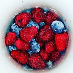 Directly above shot of strawberries in plate