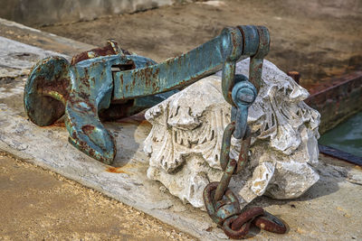 Close-up of rusty sculpture