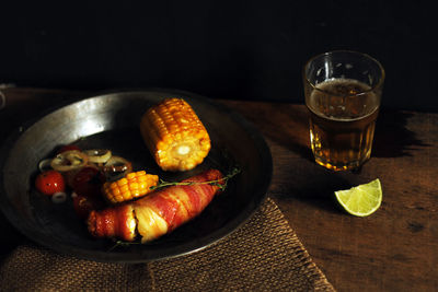 Close-up of food on table