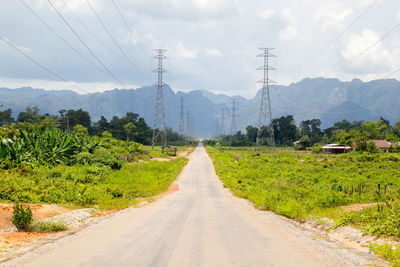 Road amidst plants against sky