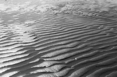 High angle view of wet sand